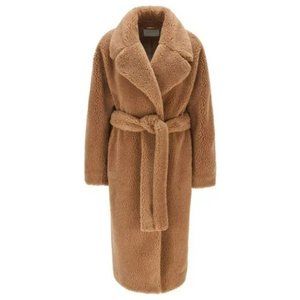 Hugo Boss Oversized-Fit Teddy Coat with Belt